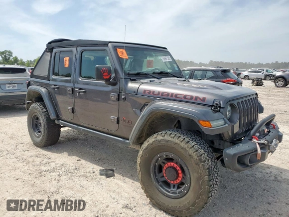 2018 Jeep Wrangler Unlimited Rubicon with VIN 1C4HJXFG6JW166731, listed as a Copart auction lot 56997385 with 117,713 mi miles and Salvage title. Bid and sale history available at DreamBid. Image 4.