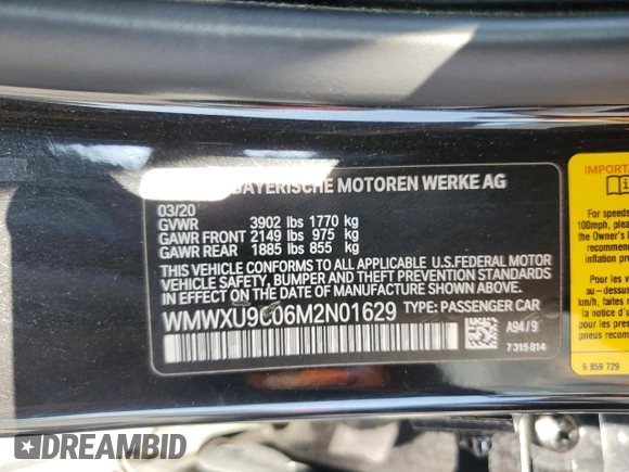 2021 MINI Hardtop 4 Door Cooper S с VIN WMWXU9C06M2N01629, выставлен на аукционе Copart как лот 65398605 с пробегом 74 356 миль миль и Списание • Salvage title. История ставок и продаж доступна на DreamBid. Изображение 12.