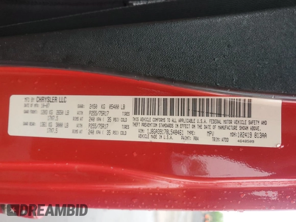 2008 Jeep Wrangler Unlimited X с VIN 1J8GA39178L548461, выставлен на аукционе Copart как лот 56538145 с пробегом 174 197 миль миль и Чистый • Clean title. История ставок и продаж доступна на DreamBid. Изображение 12.