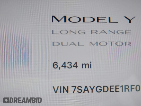 2024 Tesla Model Y Long Range with VIN 7SAYGDEE1RF056816, listed as a IAAI auction lot 41809125 with 6,434 mi miles and . Bid and sale history available at DreamBid. Image 16.