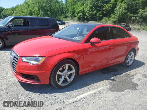 2015 Audi A3 Premium with VIN WAUACGFF2F1047403, listed as a Copart auction lot 62104235 with 91,397 mi miles and Salvage title. Bid and sale history available at DreamBid. Image 1.