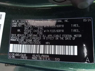 2024 Toyota Sienna XLE with VIN 5TDJSKFC7RS135935, listed as a IAAI auction lot 41409630 with 5,477 mi miles and . Bid and sale history available at DreamBid. Image 9.