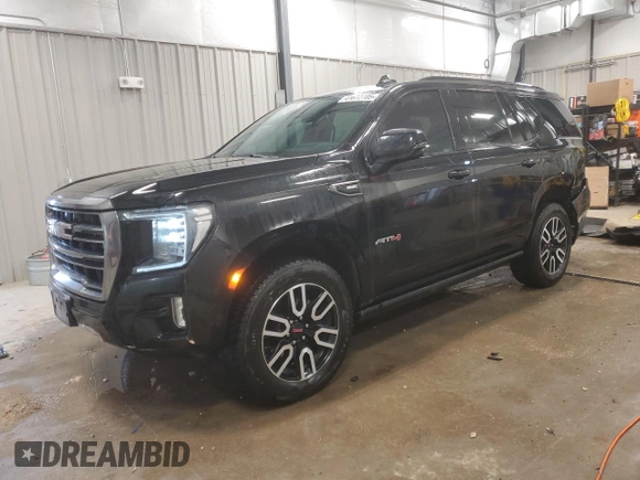 2023 GMC Yukon AT4 with VIN 1GKS2CKDXPR164502, listed as a Copart auction lot 41672705 with 34,856 mi miles and Salvage Title. Bid and sale history available at carsss.com. Image 1.
