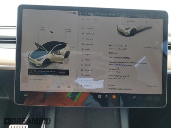 2022 Tesla Model Y Performance с VIN 7SAYGDEF4NF403784, выставлен на аукционе Copart как лот 53392595 с пробегом 51 023 миль миль и Списание • Salvage title. История ставок и продаж доступна на DreamBid. Изображение 9.