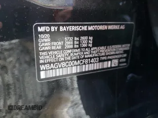 2021 BMW 8 Series M850i with VIN WBAGV8C00MCF81403, listed as a Copart auction lot 47322095 with Not provided miles and Salvage title. Bid and sale history available at DreamBid. Image 12.
