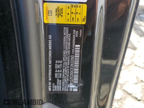 2012 BMW 3 Series 335i z VIN WBAKG7C50CE263260, wystawiony jako Copart lot #49528645 z przebiegiem 220 656 mil mil oraz Czysty tytuł • Clean title. Historia ofert i sprzedaży dostępna na DreamBid. Obrazek 14.