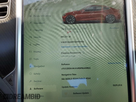 2014 Tesla Model S 60 with VIN 5YJSA1H17EFP29100, listed as a Copart auction lot 65081725 with 130,377 mi miles and Clean title. Bid and sale history available at DreamBid. Image 9.