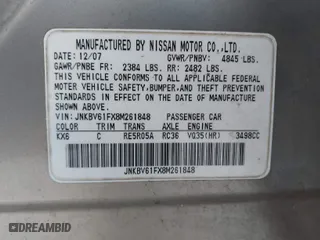 2008 Infiniti G35 Sedan x with VIN JNKBV61FX8M261848, listed as a IAAI auction lot 41833313 with 1 mi miles. Bid and sale history available at carsss.com. Image 9.