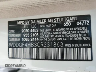 2012 Mercedes-Benz C-Class C 250 Sport with VIN WDDGF4HB3CR231863, listed as a Copart auction lot 50228245 with 0 mi miles and Clean Title. Bid and sale history available at carsss.com. Image 12.