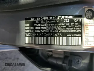 2012 Mercedes-Benz E 350 Luxury with VIN WDDHF8JB1CA534628, listed as a Copart auction lot 60361065 with 127,029 mi miles and Salvage title. Bid and sale history available at DreamBid. Image 12.