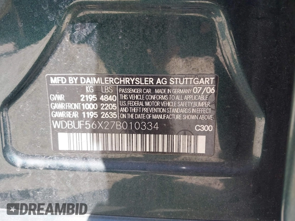 2007 Mercedes-Benz E 350 with VIN WDBUF56X27B010334, listed as a IAAI auction lot 42233993 with 100,780 mi miles and . Bid and sale history available at carsss.com. Image 9.