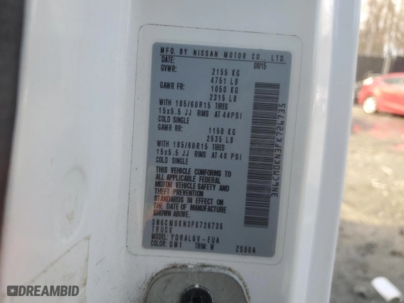 2015 Nissan NV200 SV with VIN 3N6CM0KN3FK726735, listed as a Copart auction lot 43387735 with 286237 miles and Salvage Title. Bid and sale history available at carsss.com. Image 13.