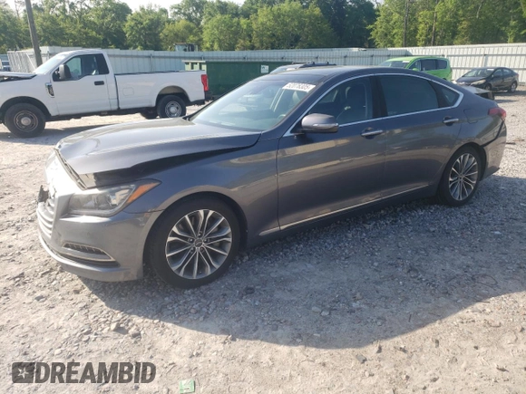 2015 Hyundai Genesis 3.8L with VIN KMHGN4JE0FU071228, listed as a Copart auction lot 52076305 with 34,557 mi miles and Salvage Title. Bid and sale history available at DreamBid. Image 1.