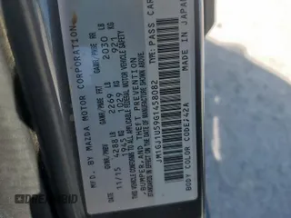 2016 Mazda 6 i Sport with VIN JM1GJ1U59G1458082, listed as a Copart auction lot 52247085 with 148,029 mi miles and Salvage Title. Bid and sale history available at DreamBid. Image 12.