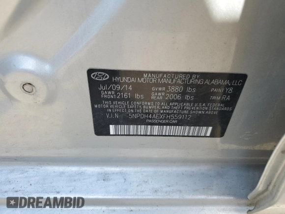 2015 Hyundai Elantra SE z VIN 5NPDH4AEXFH559112, wystawiony jako Copart lot #52568455 z przebiegiem 112 637 mil mil oraz Szkoda całkowita • Salvage title. Historia ofert i sprzedaży dostępna na DreamBid. Obrazek 12.