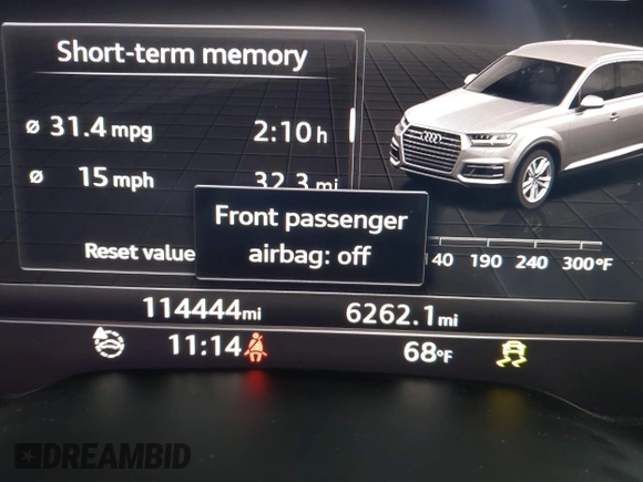 2017 Audi Q7 Premium Plus with VIN WA1LAAF7XHD037219, listed as a IAAI auction lot 41668831 with 114,444 mi miles. Bid and sale history available at carsss.com. Image 7.