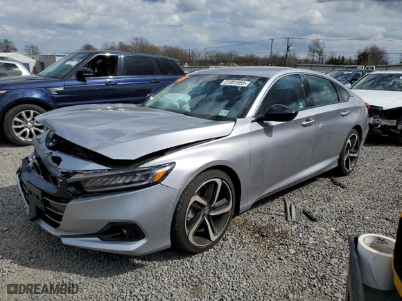 2022 Honda Accord Sedan Sport SE with VIN 1HGCV1F48NA102051, listed as a Copart auction lot 51081955 with 5,961 mi miles and Salvage Title. Bid and sale history available at carsss.com. Image 1.