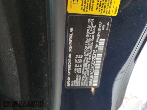 2016 BMW 4 Series 428i with VIN WBA3N7C5XGK226315, listed as a Copart auction lot 54521815 with 67,674 mi miles and Salvage title. Bid and sale history available at DreamBid. Image 12.