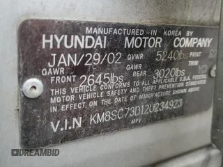 2002 Hyundai Santa Fe GLS with VIN KM8SC73D12U234923, listed as a Copart auction lot 49967425 with 180,125 mi miles and Salvage Title. Bid and sale history available at carsss.com. Image 13.