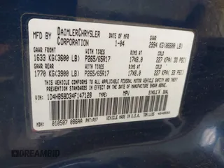 2004 Dodge Durango Limited with VIN 1D4HB58D34F147128, listed as a IAAI auction lot 42681003 with 185,972 mi miles and . Bid and sale history available at DreamBid. Image 9.