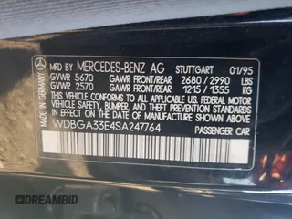 1995 Mercedes-Benz S 320 z VIN WDBGA33E4SA247764, wystawiony jako Copart lot #72717434 z przebiegiem 114 034 mil mil oraz Tytuł czysty. Historia ofert i sprzedaży dostępna na DreamBid. Obrazek 12.