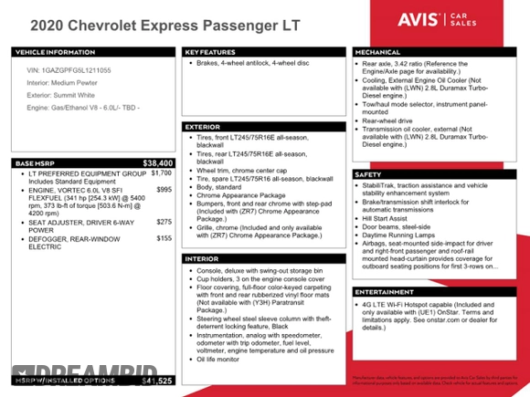 2020 Chevrolet Express Passenger LT z VIN 1GAZGPFG5L1211055, wystawiony jako Copart lot #51353985 z przebiegiem 59 271 mil mil oraz Szkody całkowita. Historia ofert i sprzedaży dostępna na DreamBid. Obrazek 13.