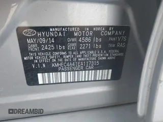 2014 Hyundai Sonata Hybrid Limited with VIN KMHEC4A41EA117315, listed as a IAAI auction lot 41922246 with 173,903 mi miles. Bid and sale history available at carsss.com. Image 9.