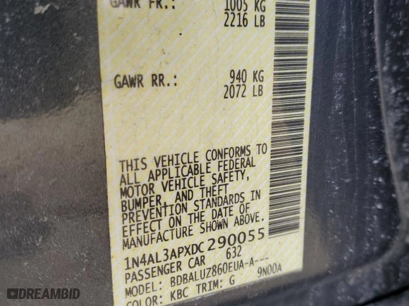 2013 Nissan Altima 2.5 SV with VIN 1N4AL3APXDC290055, listed as a Copart auction lot 49414215 with 237,041 mi miles and Salvage Title. Bid and sale history available at carsss.com. Image 14.