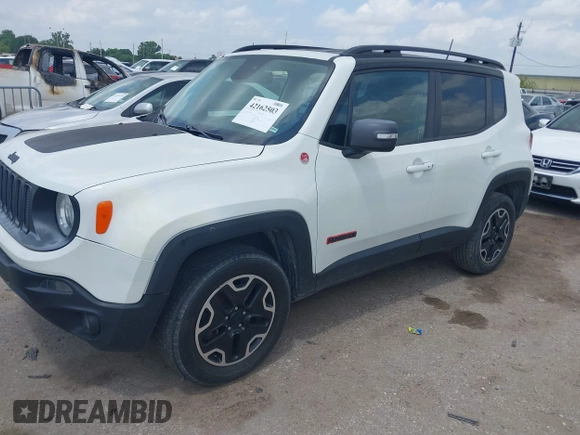 2016 Jeep Renegade Trailhawk with VIN ZACCJBCT7GPD02904, listed as a IAAI auction lot 42162503 with 133,511 mi miles and . Bid and sale history available at carsss.com. Image 2.