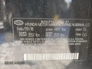 2018 Hyundai Sonata SE z VIN 5NPE24AF2JH690798, wystawiony jako Copart lot #41805415 z przebiegiem 48 101 mil mil oraz Szkoda całkowita • Salvage title. Historia ofert i sprzedaży dostępna na DreamBid. Obrazek 12.