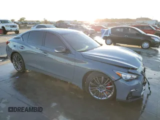 2022 Infiniti Q50 Red Sport 400 with VIN JN1FV7DP0NM370069, listed as a Copart auction lot 80541084 with 26,013 mi miles and Salvage Title. Bid and sale history available at DreamBid. Image 4.