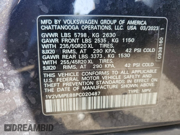 2023 Volkswagen ID.4 Pro z VIN 1V2VMPE88PC020487, wystawiony jako Copart lot #46868105 z przebiegiem 144 811 mil mil oraz Szkoda całkowita • Salvage title. Historia ofert i sprzedaży dostępna na DreamBid. Obrazek 15.