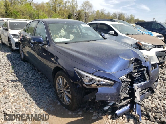 2022 Infiniti Q50 Luxe with VIN JN1EV7BR8NM340026, listed as a Copart auction lot 54059805 with 37,977 mi miles and Salvage title. Bid and sale history available at DreamBid. Image 4.