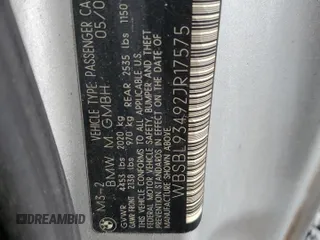 2002 BMW 3 Series M3 with VIN WBSBL93492JR17575, listed as a Copart auction lot 58530895 with Not provided miles and Clean title. Bid and sale history available at DreamBid. Image 13.