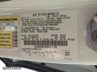 2017 Ford Fusion SE with VIN 3FA6P0H78HR253558, listed as a IAAI auction lot 41833797 with 62,888 mi miles. Bid and sale history available at carsss.com. Image 9.