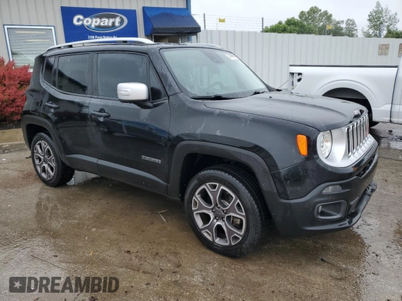 2017 Jeep Renegade Limited with VIN ZACCJBDB4HPG64017, listed as a Copart auction lot 57458665 with 47,298 mi miles and Salvage title. Bid and sale history available at DreamBid. Image 4.