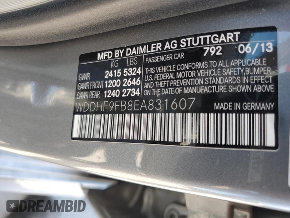2014 Mercedes-Benz E 400 Sport with VIN WDDHF9FB8EA831607, listed as a Copart auction lot 52544655 with 40,904 mi miles and Clean Title. Bid and sale history available at DreamBid. Image 12.