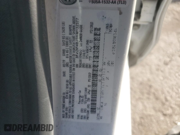 2019 Ford Fiesta SE with VIN 3FADP4BJ3KM132377, listed as a Copart auction lot 89358005 with 40,042 mi miles and Salvage Title. Bid and sale history available at carsss.com. Image 14.
