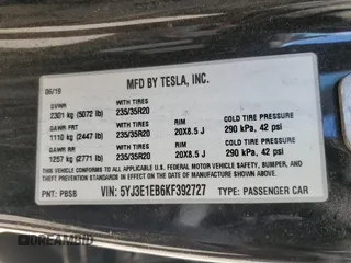 2019 Tesla Model 3 Long Range with VIN 5YJ3E1EB6KF392727, listed as a Copart auction lot 53343735 with 55,196 mi miles and Salvage Title. Bid and sale history available at DreamBid. Image 12.