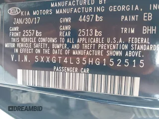 2017 Kia Optima LX z VIN 5XXGT4L35HG152515, wystawiony jako IAAI lot #42366917 z przebiegiem 102 256 mil mil oraz . Historia ofert i sprzedaży dostępna na DreamBid. Obrazek 9.