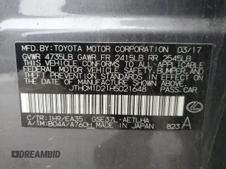2017 Lexus IS 300 with VIN JTHCM1D21H5021648, listed as a Copart auction lot 51673075 with 117,235 mi miles and Clean title. Bid and sale history available at DreamBid. Image 12.