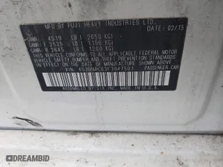 2015 Subaru Legacy 2.5i Premium with VIN 4S3BNAC63F3047501, listed as a IAAI auction lot 41984804 with 243,934 mi miles. Bid and sale history available at carsss.com. Image 9.