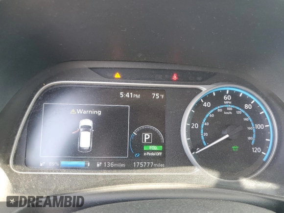 2018 Nissan LEAF SV with VIN 1N4AZ1CP2JC303814, listed as a Copart auction lot 58406135 with 175,777 mi miles and Clean title. Bid and sale history available at DreamBid. Image 9.