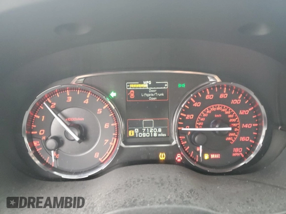 2016 Subaru WRX Premium with VIN JF1VA1E65G9829874, listed as a Copart auction lot 41335425 with 109,018 mi miles and Clean Title. Bid and sale history available at DreamBid. Image 9.
