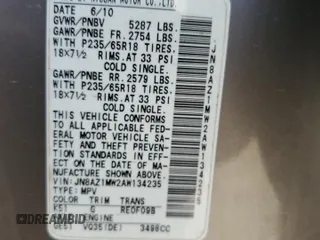 2010 Nissan Murano SL with VIN JN8AZ1MW2AW134235, listed as a Copart auction lot 66165894 with 186,595 mi miles and Salvage Title. Bid and sale history available at carsss.com. Image 13.