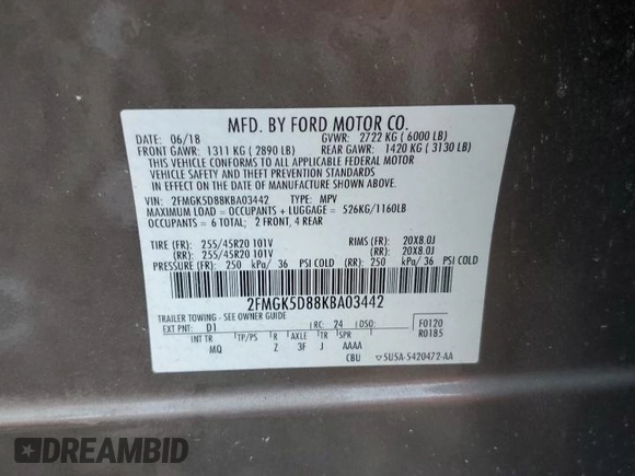 2019 Ford Flex Limited with VIN 2FMGK5D88KBA03442, listed as a Copart auction lot 53504325 with 71,330 mi miles and Salvage Title. Bid and sale history available at carsss.com. Image 13.