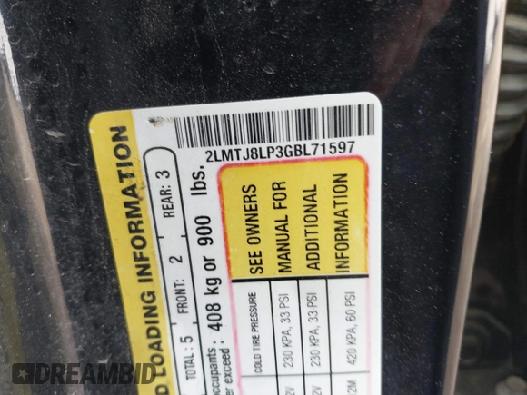 2016 Lincoln MKX Reserve with VIN 2LMTJ8LP3GBL71597, listed as a IAAI auction lot 40722178 with 230,704 mi miles. Bid and sale history available at carsss.com. Image 9.