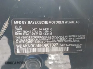 2015 BMW 5 Series 550i with VIN WBAKN9C56FD961027, listed as a IAAI auction lot 42653452 with 167,493 mi miles and . Bid and sale history available at DreamBid. Image 9.
