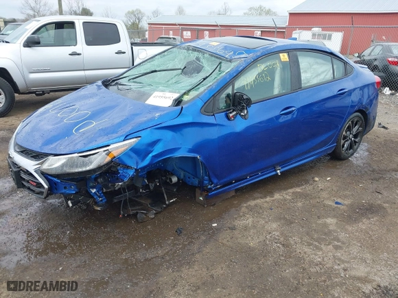 2019 Chevrolet Cruze Premier with VIN 1G1BF5SM0K7104799, listed as a IAAI auction lot 41955692 with 1 mi miles. Bid and sale history available at carsss.com. Image 2.