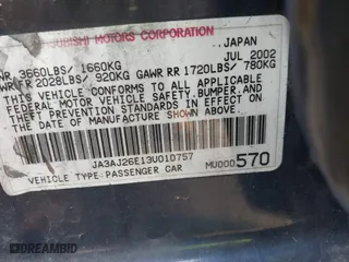 2003 Mitsubishi Lancer ES with VIN JA3AJ26E13U010757, listed as a IAAI auction lot 41450627 with 232,122 mi miles. Bid and sale history available at carsss.com. Image 9.